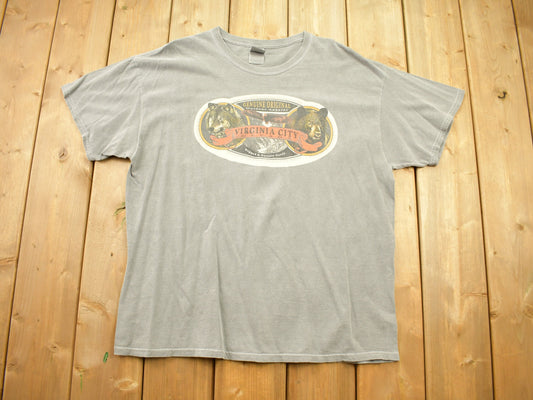 Vintage 1990s Virginia City Nevada Outdoorsman T-Shirt / Stone Wash Graphic / 2000 Streetwear / Retro Style / Animal Lover / Bald Eagle