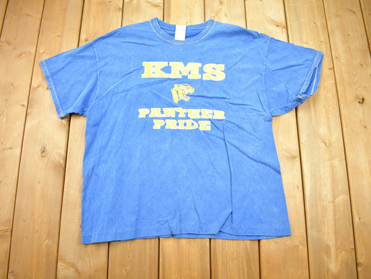 Vintage 1990s KMS Panther Pride T-Shirt / High School Varsity / 80s / 90s / Streetwear / Retro Style / American College Sports