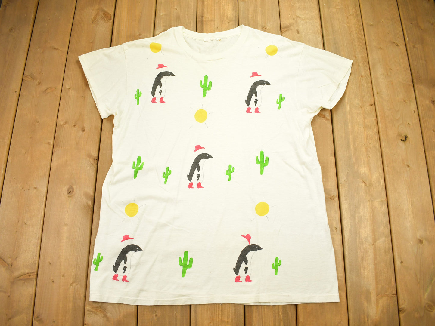 Vintage 1990s Cactus Desert Graphic Single Stitch T-Shirt / 80s / 90s / Streetwear / Retro Style / Plants & Animals / Sunset