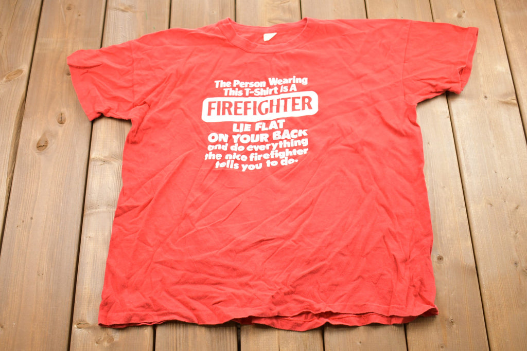 Vintage 1980s Firefighter Graphic T-Shirt