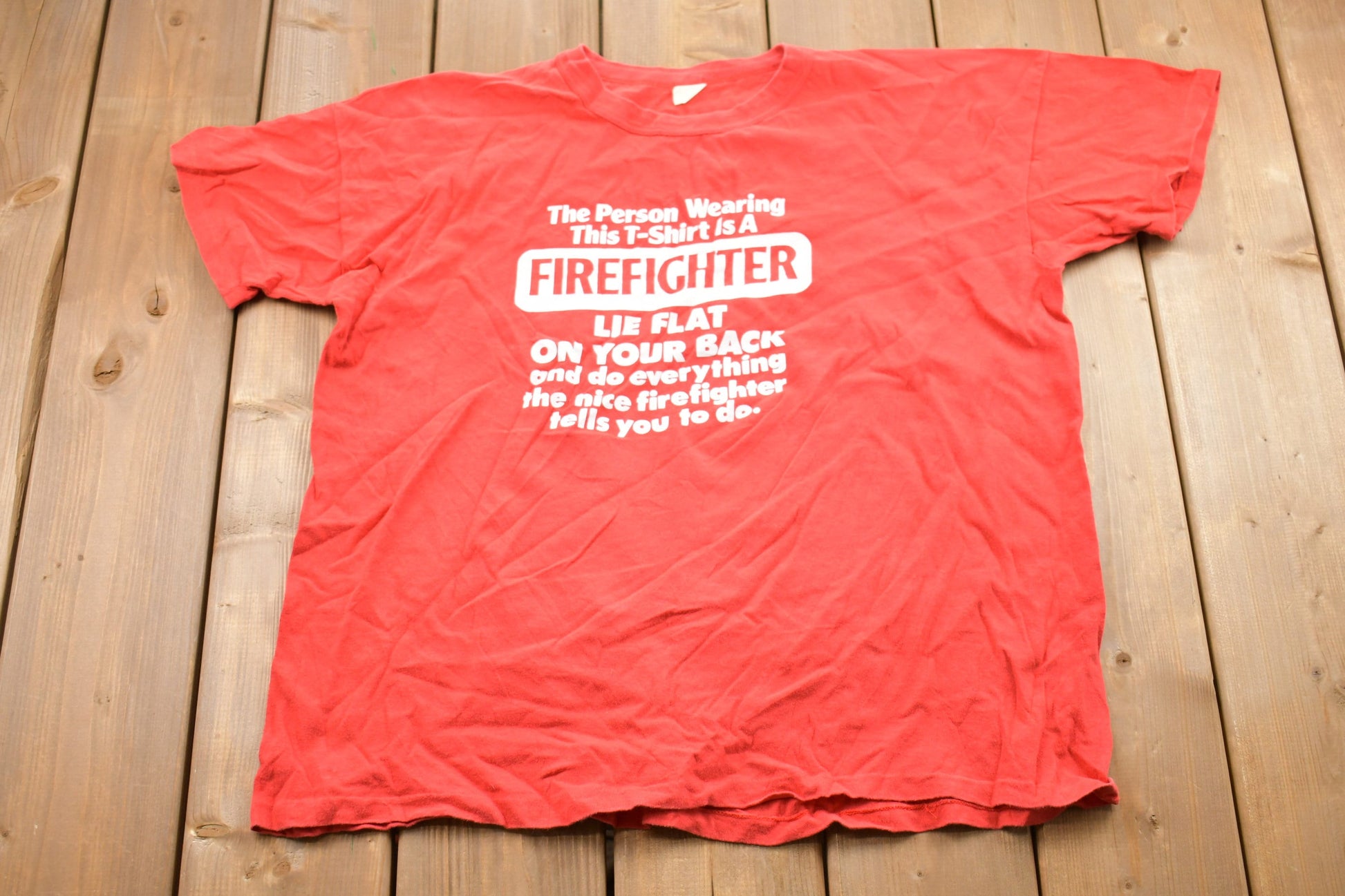 Vintage 1980s Firefighter Graphic T-Shirt