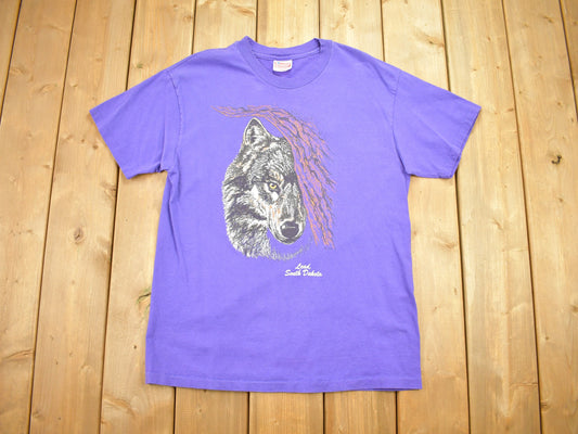 Vintage 1990s Lead South Dakota Single Stitch Wolf T-Shirt