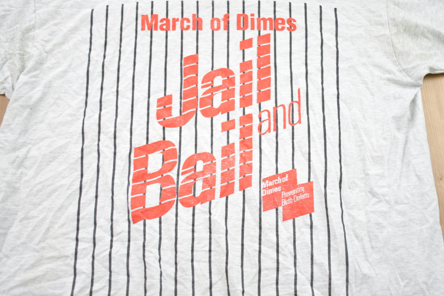 Vintage 1990s March Of Dimes Jail And Bail Graphic T-Shirt / Graphic / 80s / 90s / Streetwear / Retro Style / Single Stitch / Made In USA