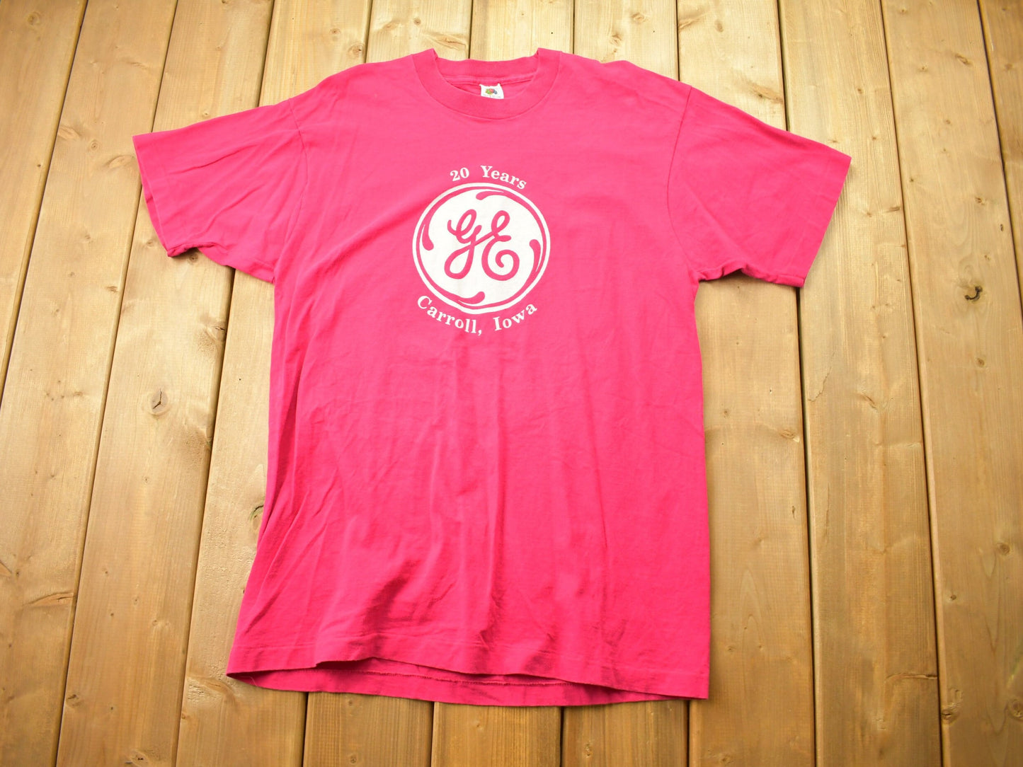 Vintage 1990s General Electric 20 Year Carroll Iowa Anniversary T Shirt / Made In USA / Single Stitch T Shirt