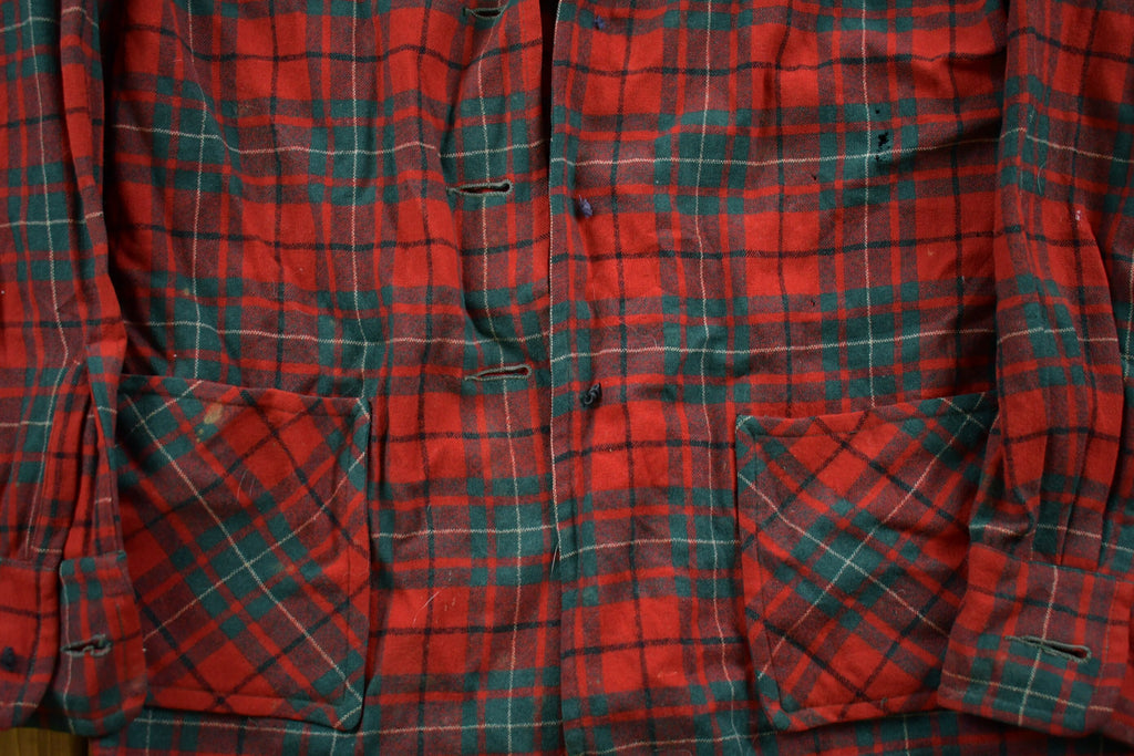 Vintage 1950s Pendleton Plaid Button Up Shirt