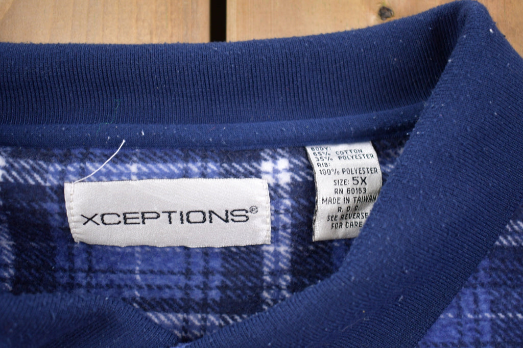 Vintage 1980s Xceptions Plaid Collared Sweatshirt