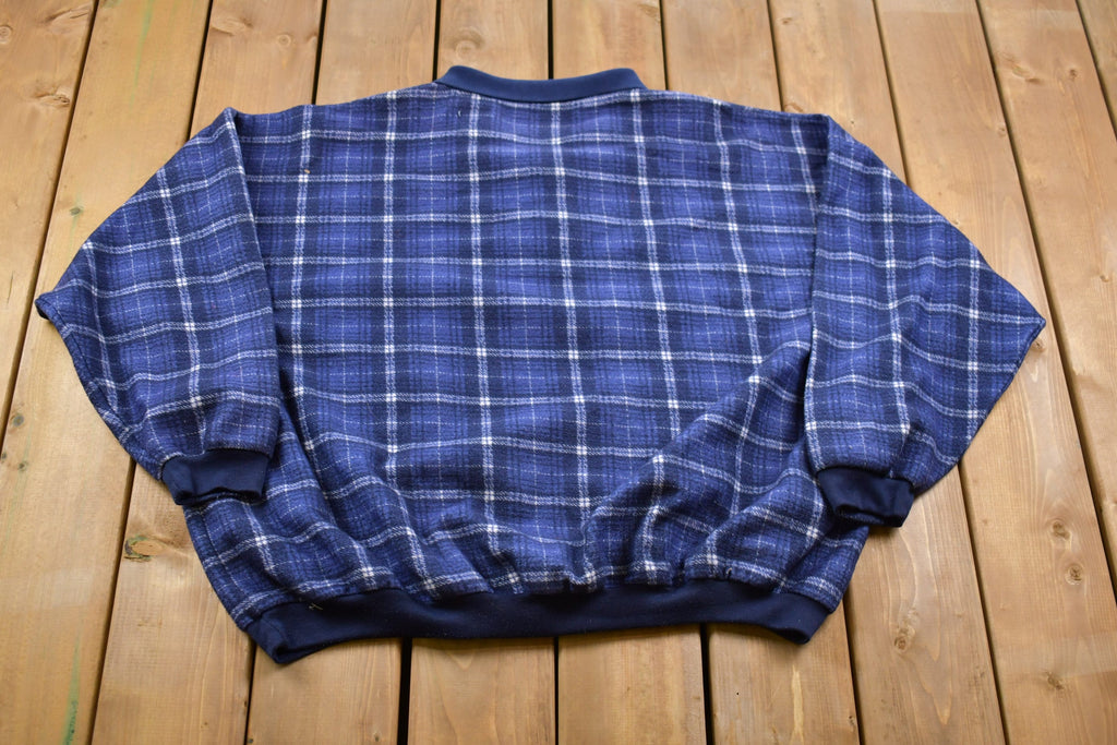 Vintage 1980s Xceptions Plaid Collared Sweatshirt