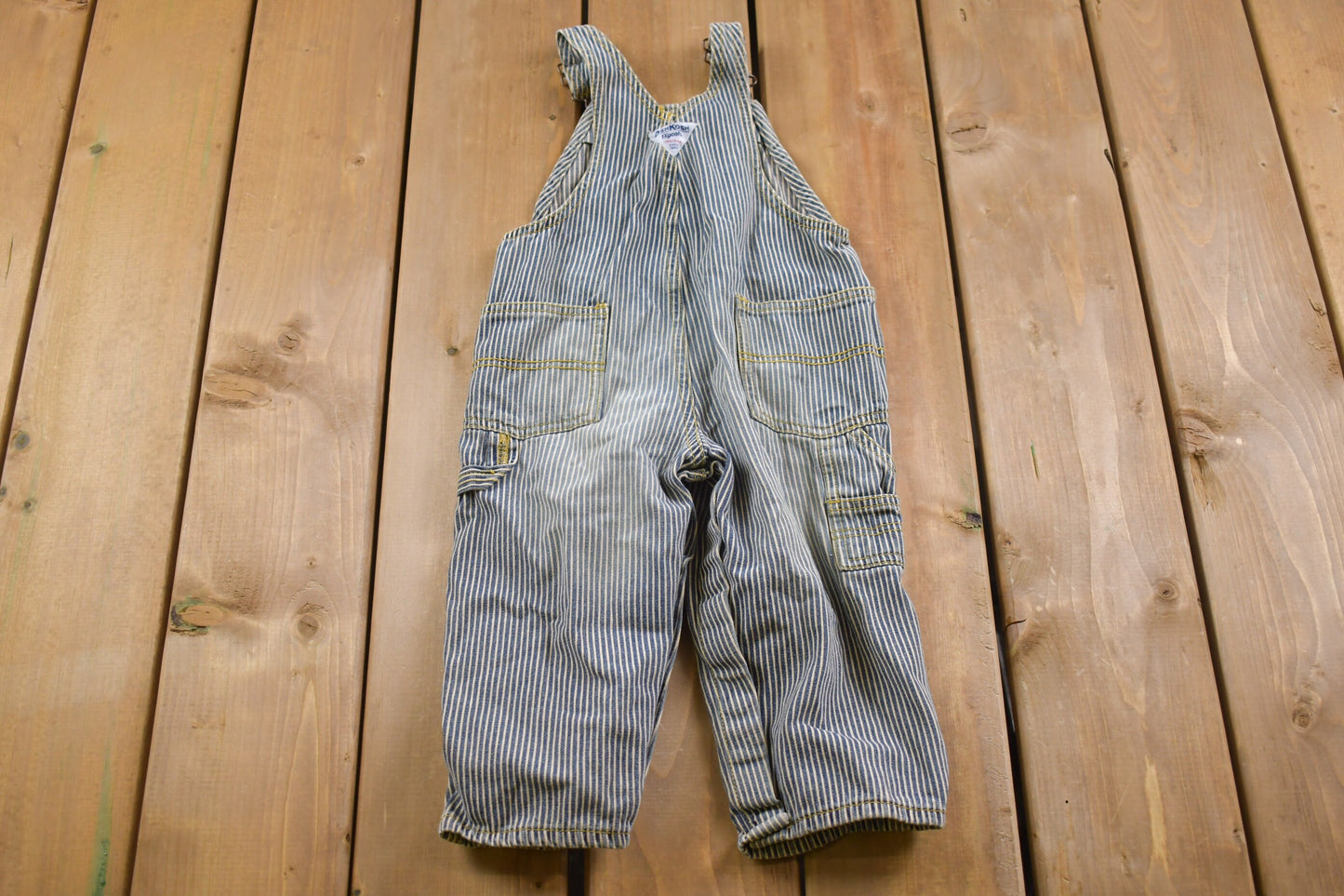 Vintage 1990s Osh Kosh Infant/Toddler Size Striped Jean Overalls Size 22 Waist x 12 Inseam / Vintage Overalls / Children's Vintage