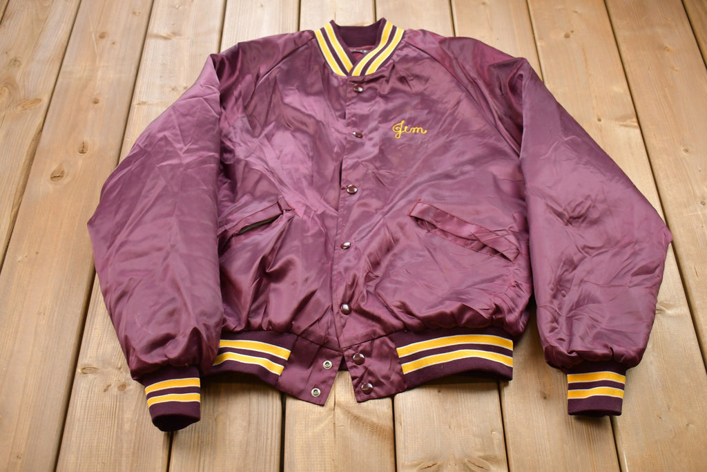 Vintage 1990s King Louie North Eastern Bassers Satin Bomber Jacket