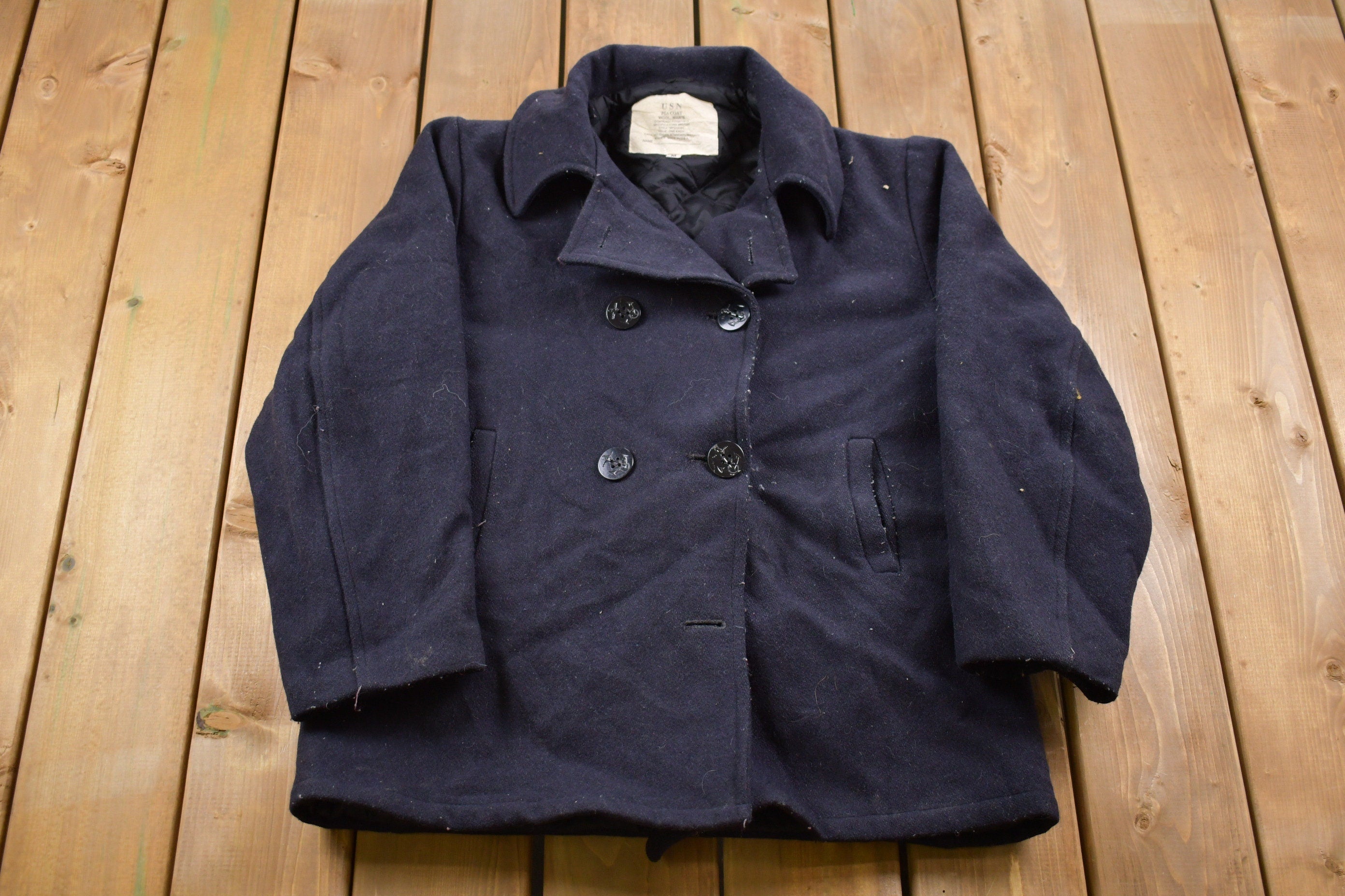 Vintage 1975 USN Naval Wool Double Breasted Jacket