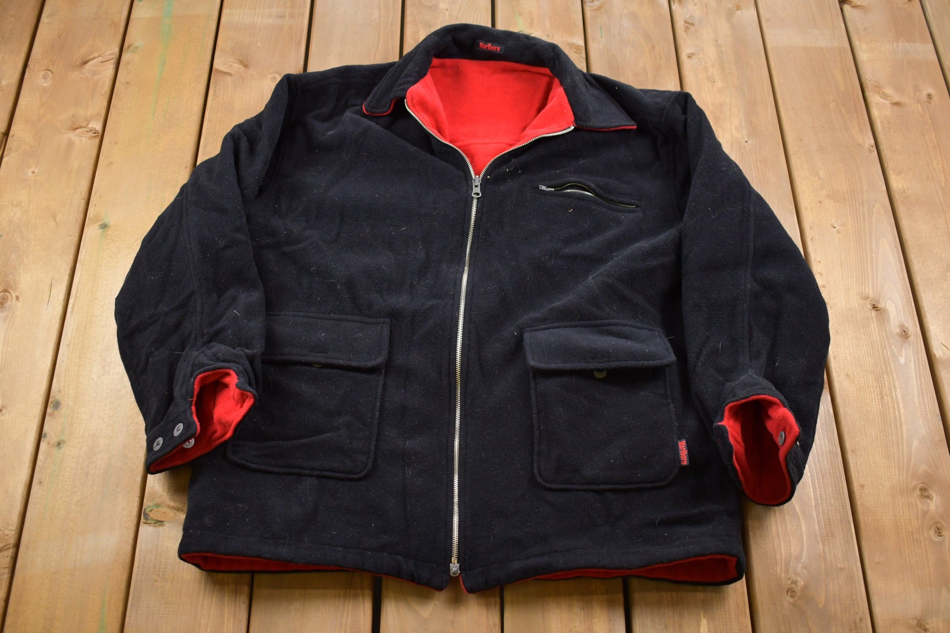 Vintage 1990s Marlboro Reversible Wool Jacket