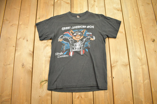 Vintage 1986 Harley Davidson Great American Hog T-Shirt / Made In USA / Biker Tee / Single Strith / 1986