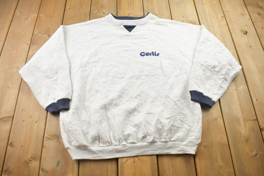 Vintage 1990s Curtis Crewneck Sweatshirt / 90s Crewneck / Athleisure / Streetwear / Made in Canada / Rare Vintage / Stained