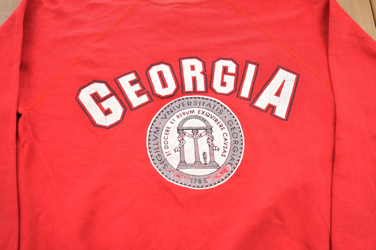 Vintage 1980s University of Georgia Graphic Collegiate Crewneck / Collegiate / NCAA Sweatshirt / Sportswear / Americana / 80s Georgia