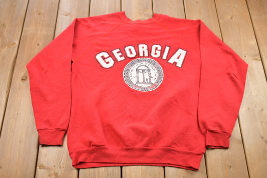 Vintage 1980s University of Georgia Graphic Collegiate Crewneck / Collegiate / NCAA Sweatshirt / Sportswear / Americana / 80s Georgia