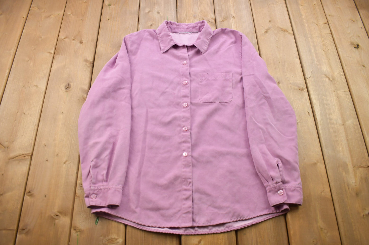 Vintage 1990s Pink Suede Button Up Shirt / 1990s Button Up / Made in USA / Vintage Flannel / Casual Wear / Workwear / Pattern Button Up