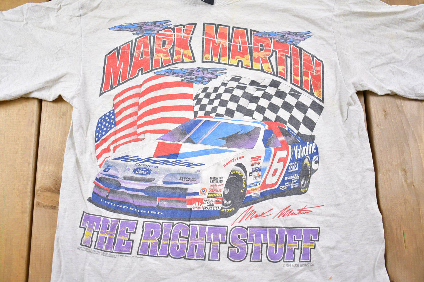 Vintage 1995 Mark Martin The Right Stuff Nascar Graphic T-Shirt