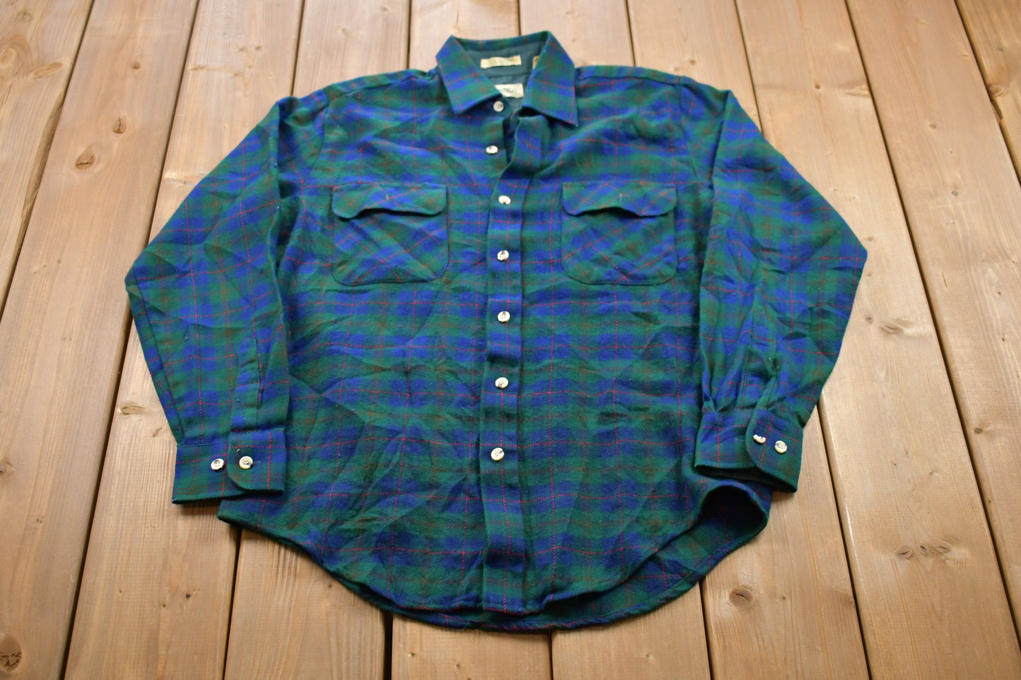 Vintage 1990s St Johns Bay Plaid Button Up Shirt / 1990s Button Up / Vintage Flannel / Plaid Flannel / Casual Shirt / Formal Shirt