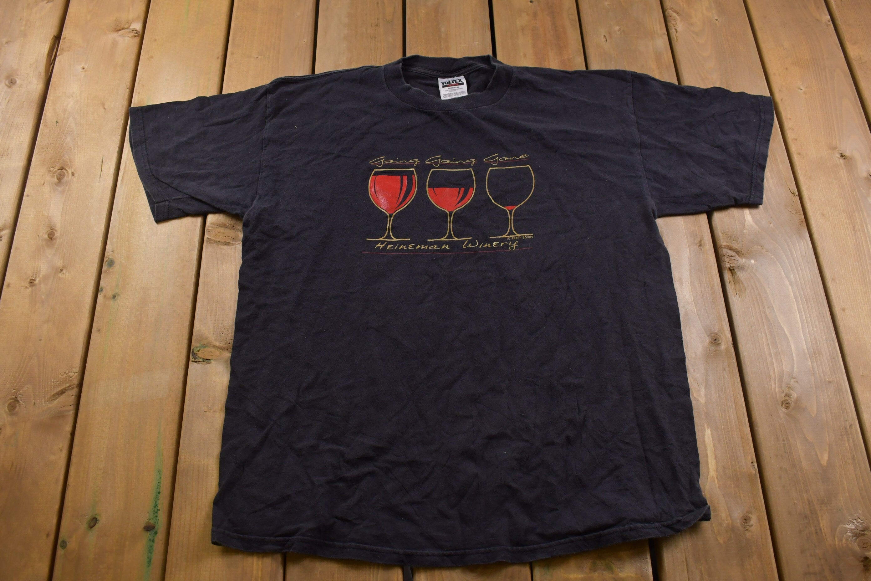 Vintage 1990s "Going Going Gone"  Funny Wine Graphic T-Shirt