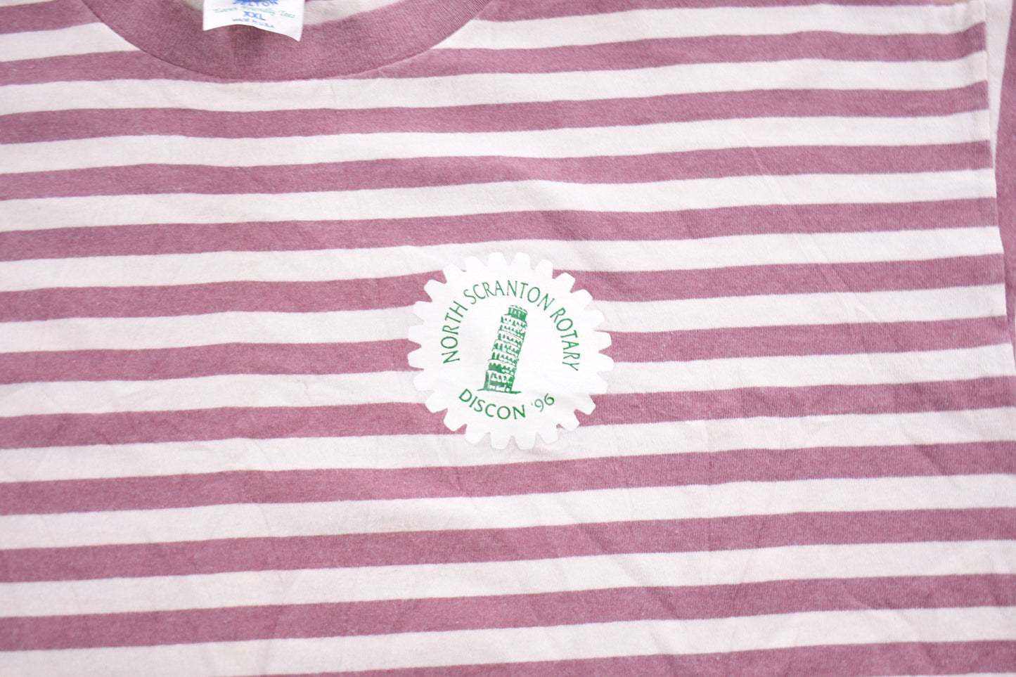 Vintage 1996 North Scranton Rotary Belton Earth Friendly Striped T-Shirt