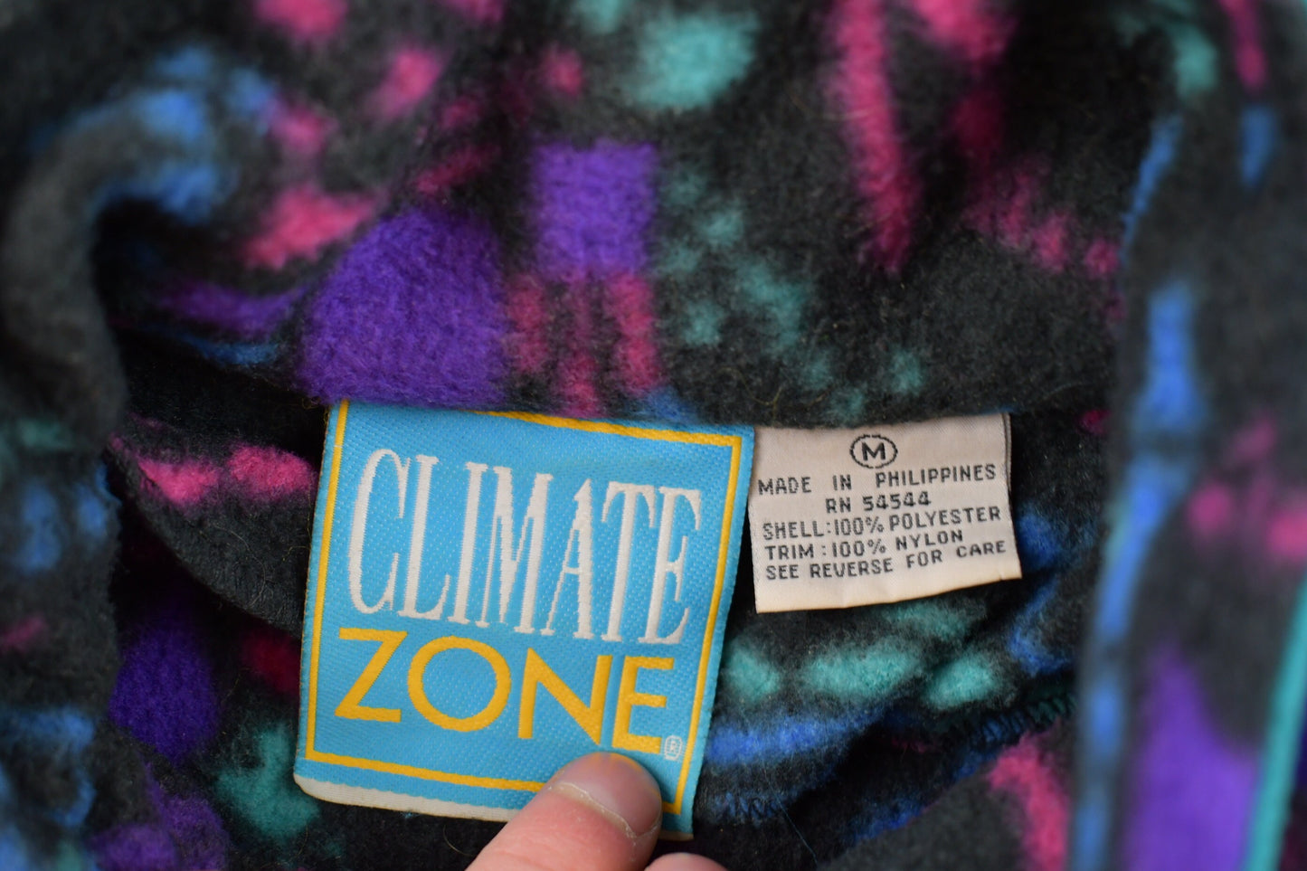 Vintage 1990s Climate Zone All Over Print Fleece Sweater / Sportswear / 90s Sweater / Streetwear / Athleisure / Hiking