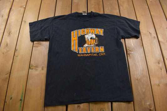 Vintage 1990s Highway Tavern Ontario Graphic T-Shirt / Streetwear / Retro Style / Single Stitch / Made In Canada / 90s Graphic Tee