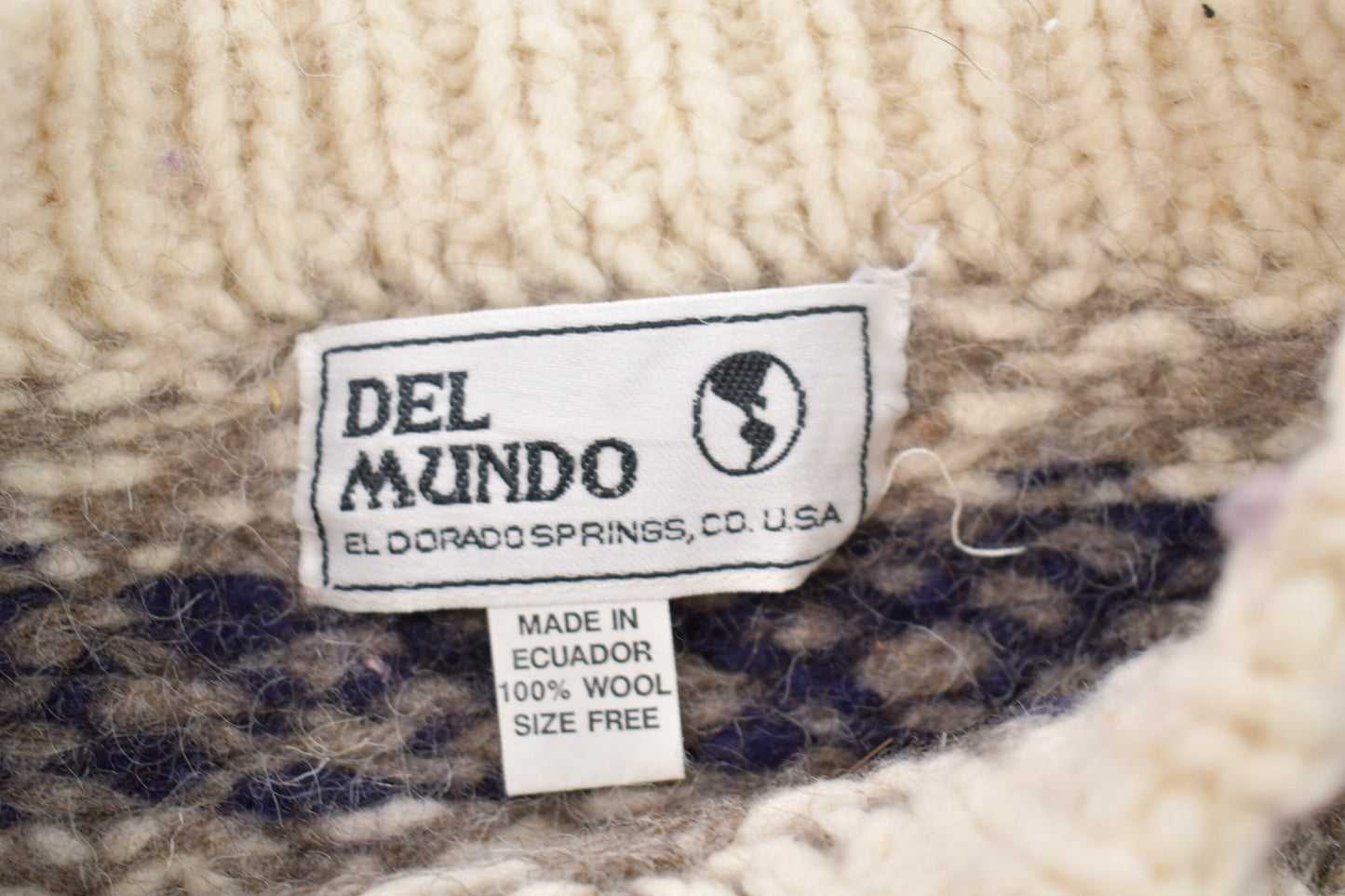 Vintage 1990s Del Mundo All Over Print Knitted Crewneck Sweater / Vintage 90s Crewneck / All Over Pattern / Sweatshirt / Abstract Pattern