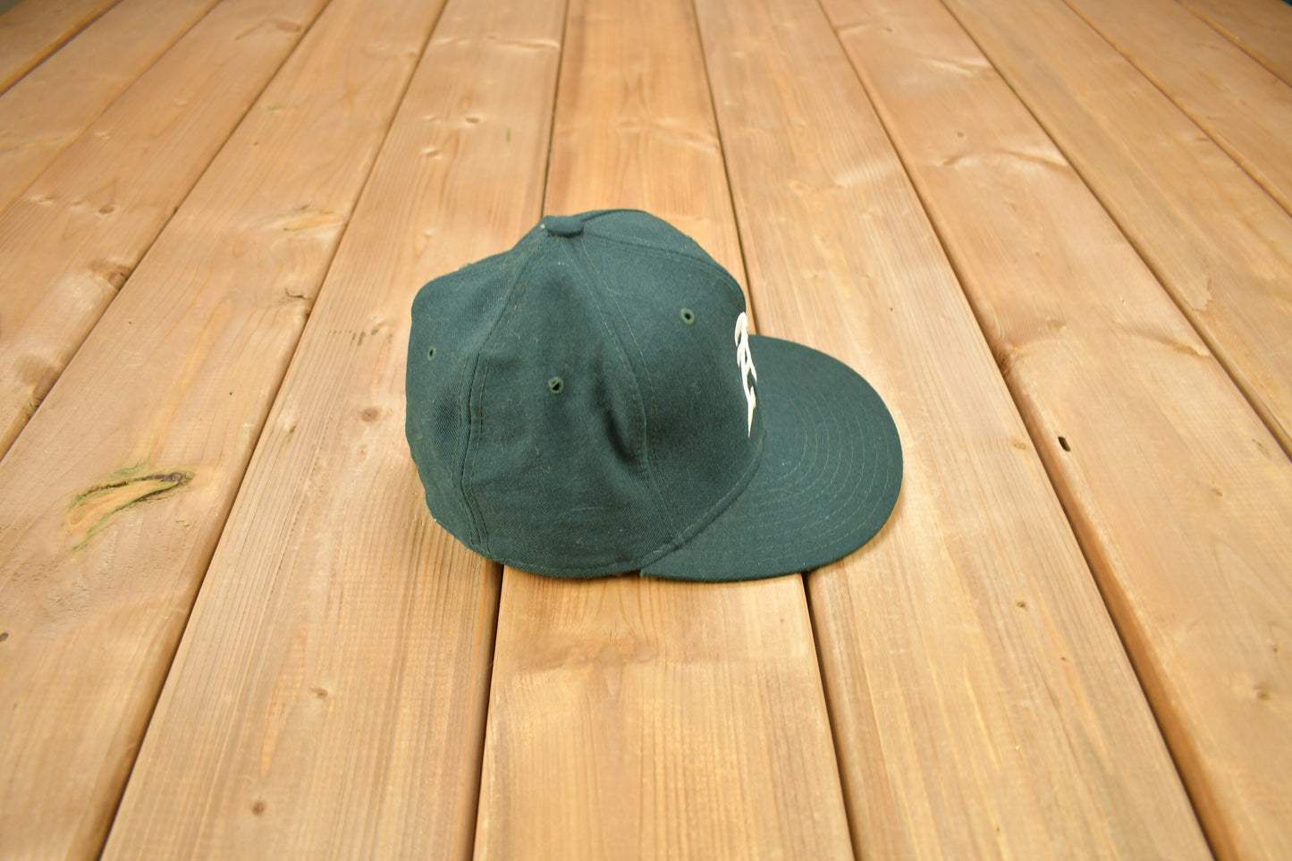 Vintage 1990s Oakland Athletics New Era 59/50 Wool Fitted Hat Size 7 / Made In USA / Vintage Fitted / Embroidered / Oakland A's