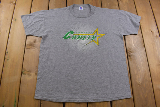 Vintage 1990s Russell Athletics Amherst Comets Graphic T-Shirt / Streetwear / Retro Style / Single Stitch / Made In USA / 90s Graphic Tee