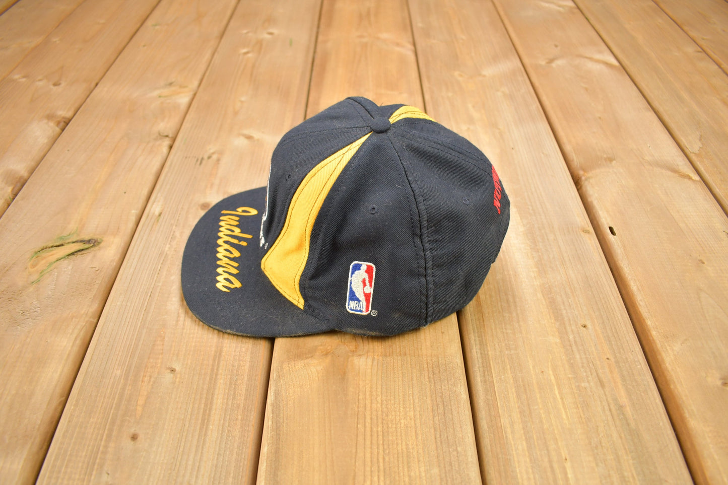 Vintage 1990s Indiana Pacers NBA Wool Snap Back Hat / Made In USA / OSFA / 90s Snap Back / Vintage Hat / Embroidered / Color Block