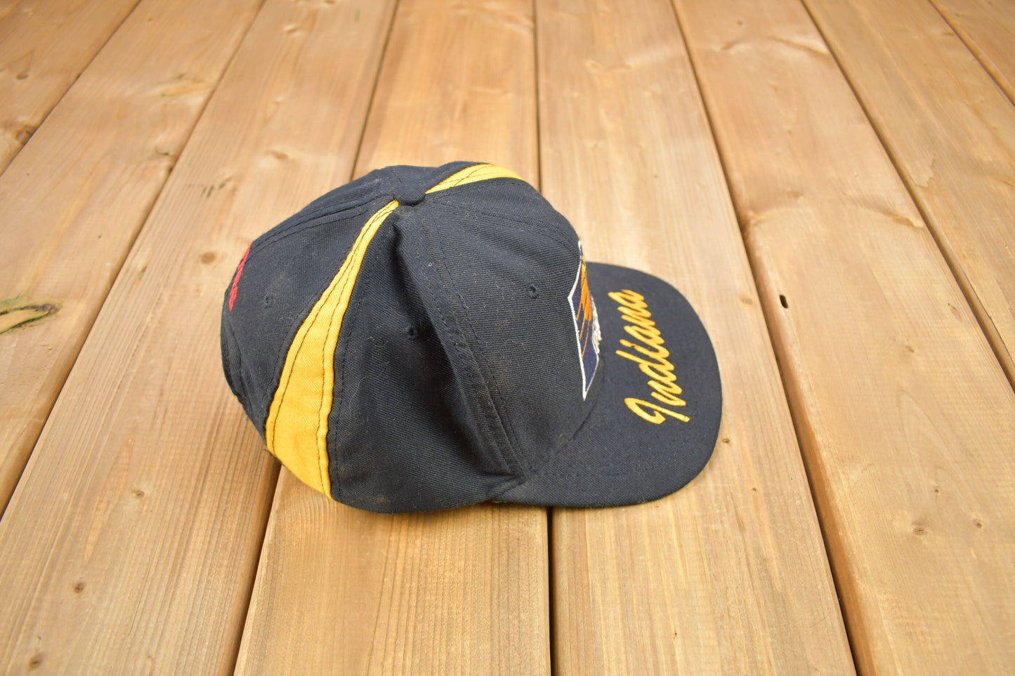 Vintage 1990s Indiana Pacers NBA Wool Snap Back Hat / Made In USA / OSFA / 90s Snap Back / Vintage Hat / Embroidered / Color Block