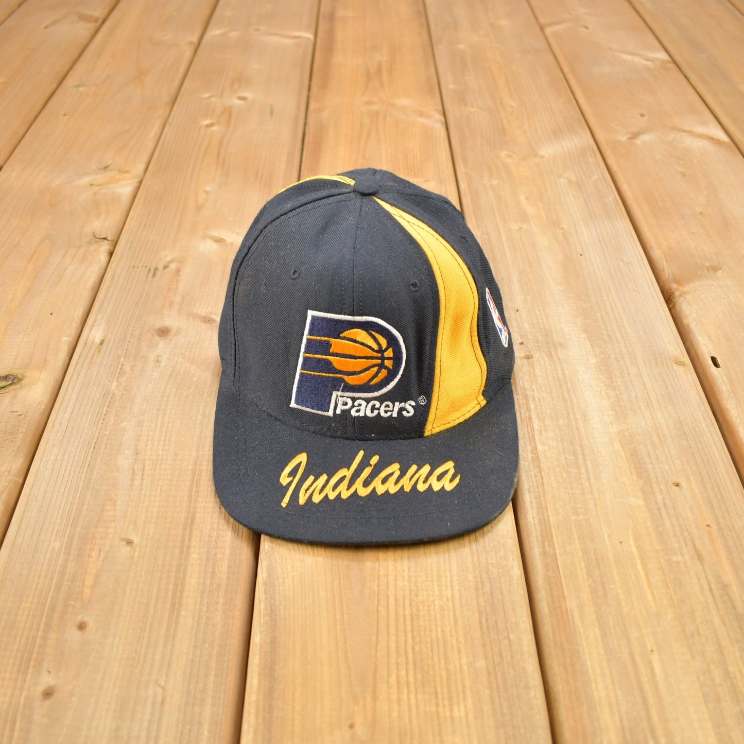 Vintage 1990s Indiana Pacers NBA Wool Snap Back Hat / Made In USA / OSFA / 90s Snap Back / Vintage Hat / Embroidered / Color Block