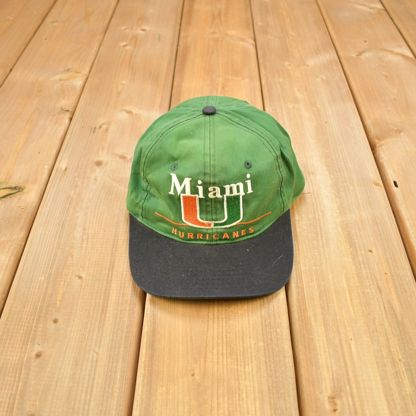 Vintage 1990s University Of Miami Hurricanes Collegiate Twins Snap Back Hat / OSFA / 90s Snap Back / Vintage Hat / Embroidered