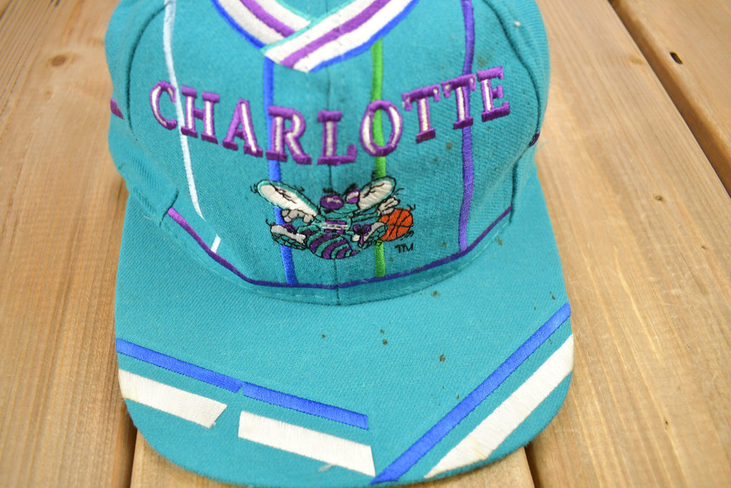 Vintage 1990s Charlotte Hornets NBA TEI Big Logo Snap Back Hat
