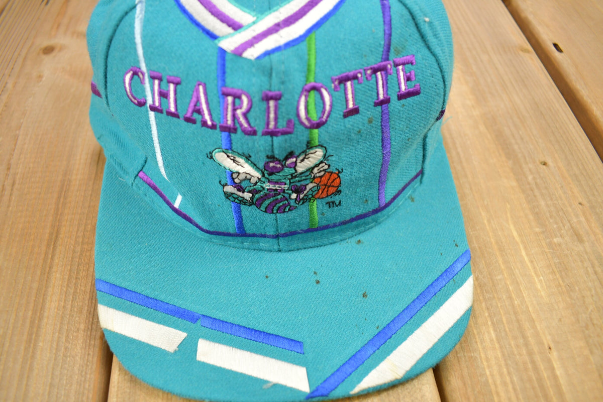 Vintage 1990s Charlotte Hornets NBA TEI Big Logo Snap Back Hat