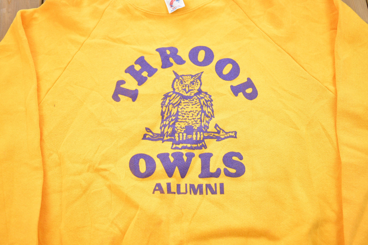 Vintage 1980s Throop Owls Alumni Graphic Crewneck Sweatshirt / 80s Crewneck / Souvenir / Athleisure / Streetwear / Travel And Tourism