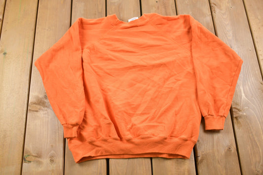 Vintage 1990s Orange Raglan Basic Crewneck Sweatshirt / 90s Crewneck / Souvenir / Athleisure / Streetwear / Made In USA