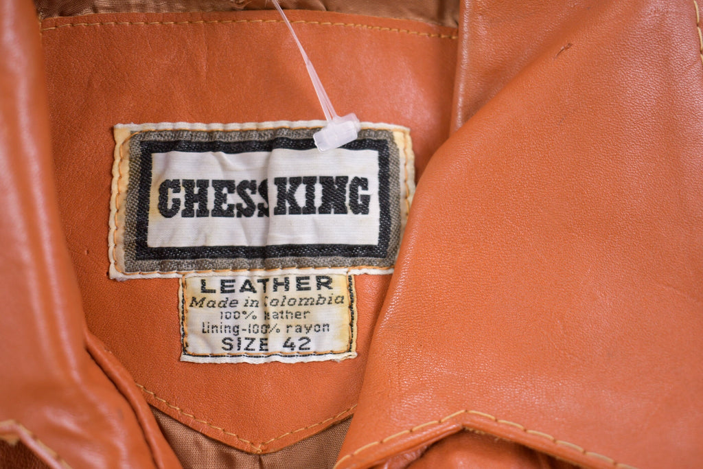 Vintage 1970s Chess King Leather Zip Up Jacket