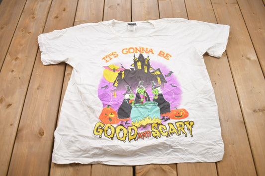 Vintage 1990s Good and Scary Halloween Graphic T-Shirt / Streetwear / Halloween Costume / Retro Style / Festive Wear / 90s Graphic Tee