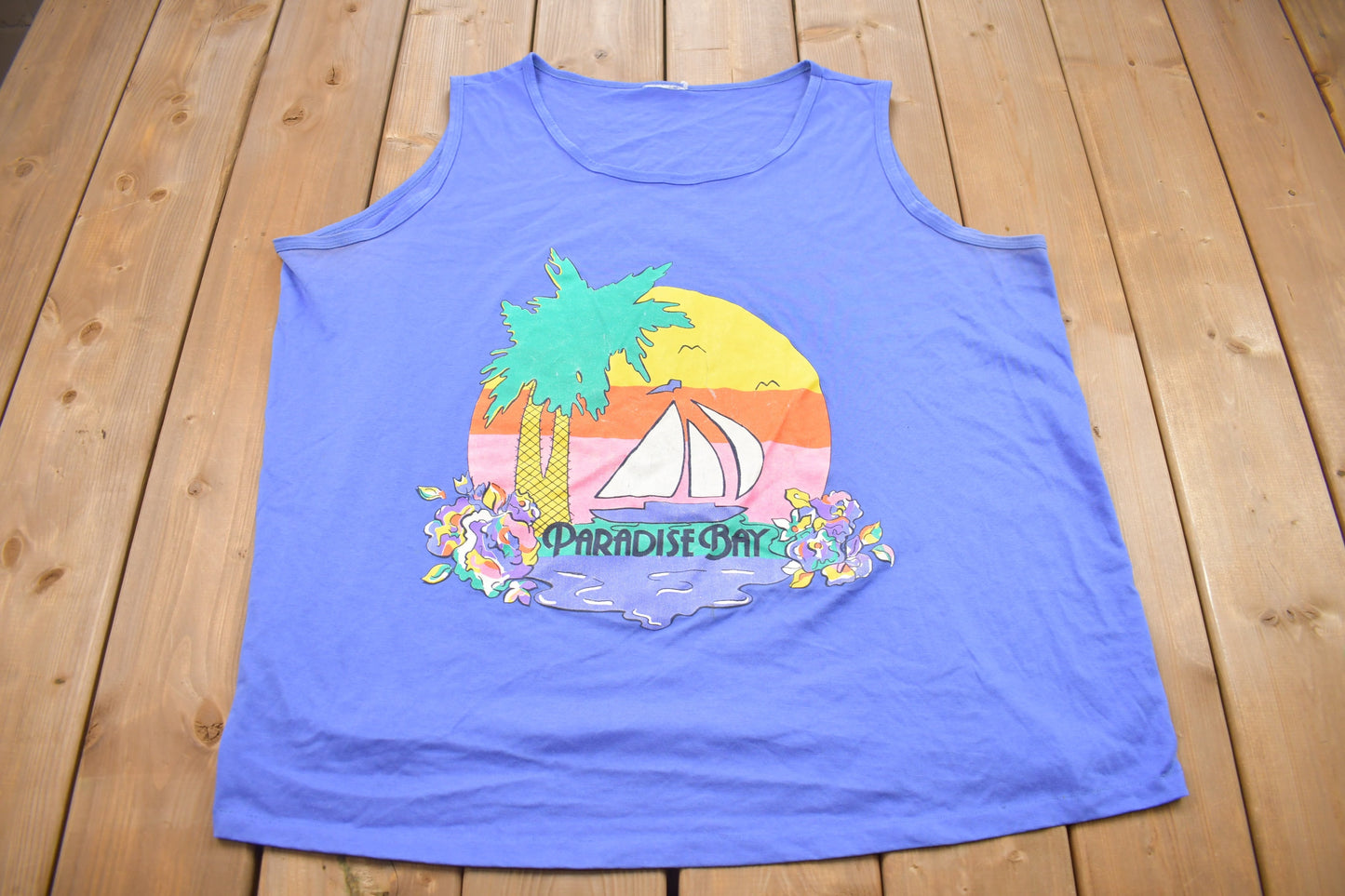 Vintage 1990s Paradise Bay Tank Top / Souvenir T Shirt / Streetwear / Made In USA / Vacation Tee / Travel & Tourism