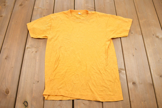 Vintage 1980s Screen Stars Blank Yellow T-Shirt / Streetwear / Retro Style / Single Stitch / Made In USA / Vintage Basics / 80s Graphic Tee