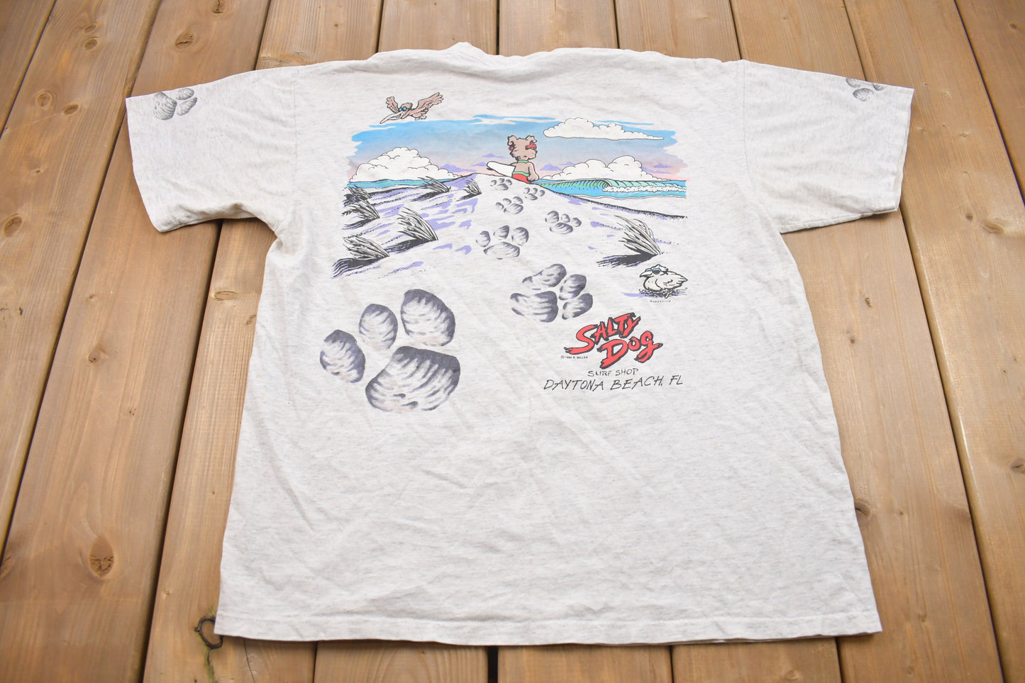 Vintage 1994 Daytona Surf Shop  Graphic T-Shirt / Stained / Streetwear / Retro Style / Single Stitch / Made In USA / 90s Graphic Tee