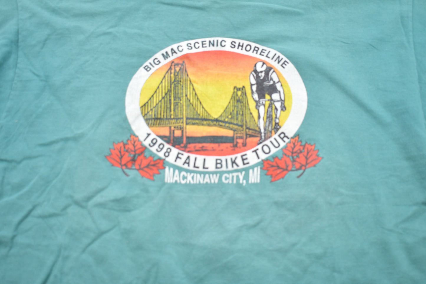 Vintage 1998 Fall Bike Tour Mackinaw City Graphic T-Shirt