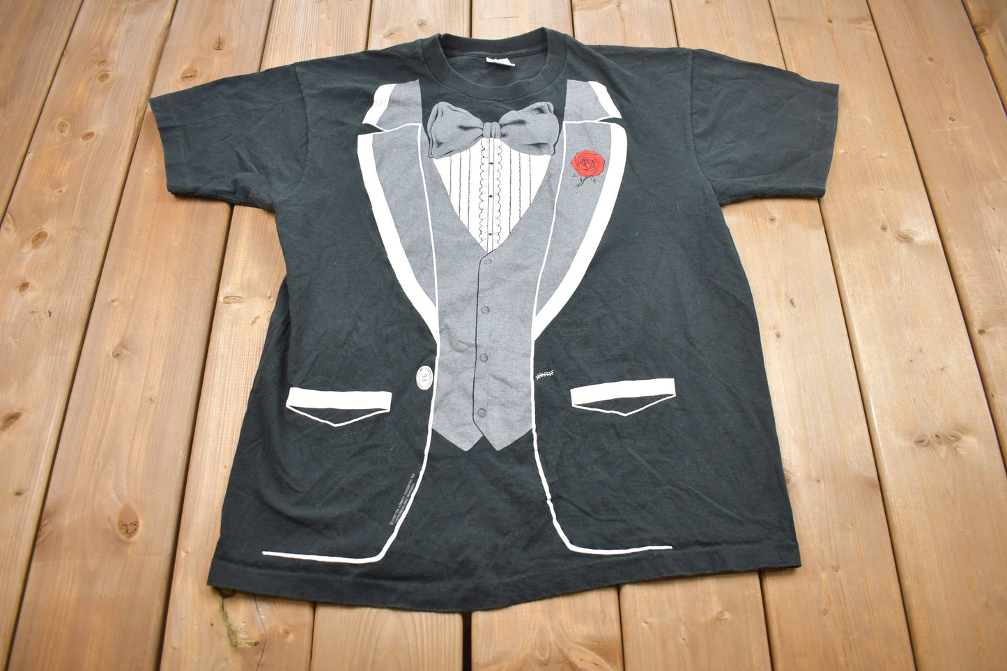 Vintage 1990 Funny Tuxedo Graphic T-Shirt / Streetwear / Retro Style / Single Stitch / Made In USA / 90s Graphic Tee