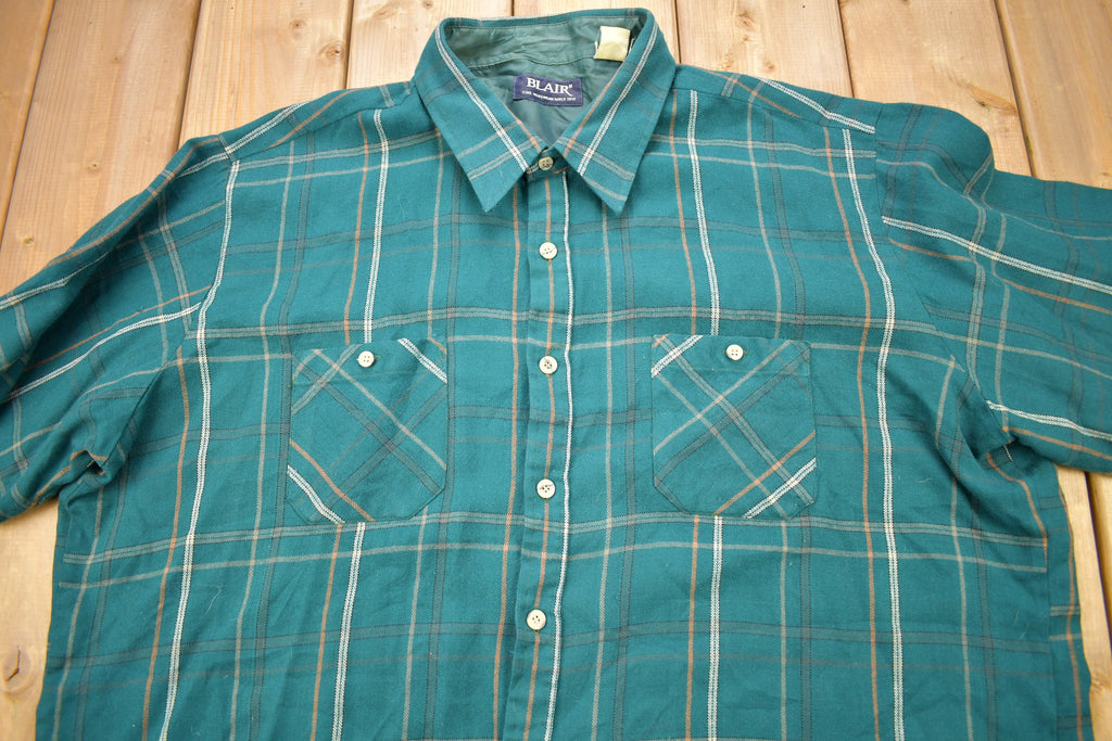 Vintage 1980s Blair Fines Menswear Button Up Flannel Shirt