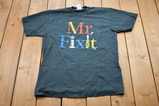 Vintage 1990s Mr. Fix It Graphic T-Shirt / Graphic / 80s / 90s / Streetwear / Retro Style / Ruler Graphic / Tools Graphic