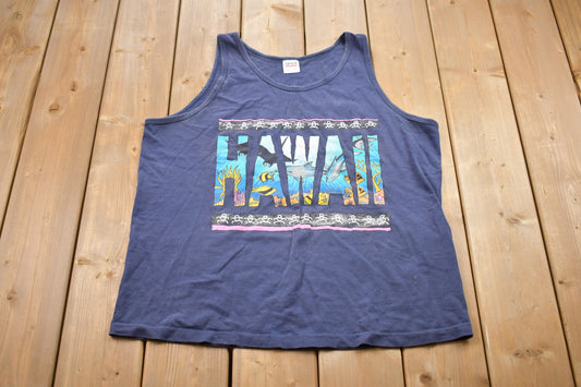 Vintage 1980s Hawaii Graphic Tank Top / Graphic Tank / Streetwear / Retro Style / Single Stitch / Made In USA / Anvil Tank