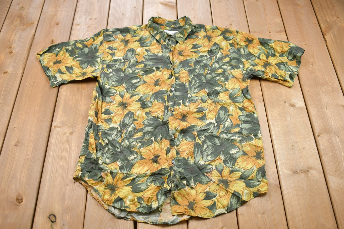 Vintage 1990s Floral All Over Print Go Ouch Short Sleeve Shirt