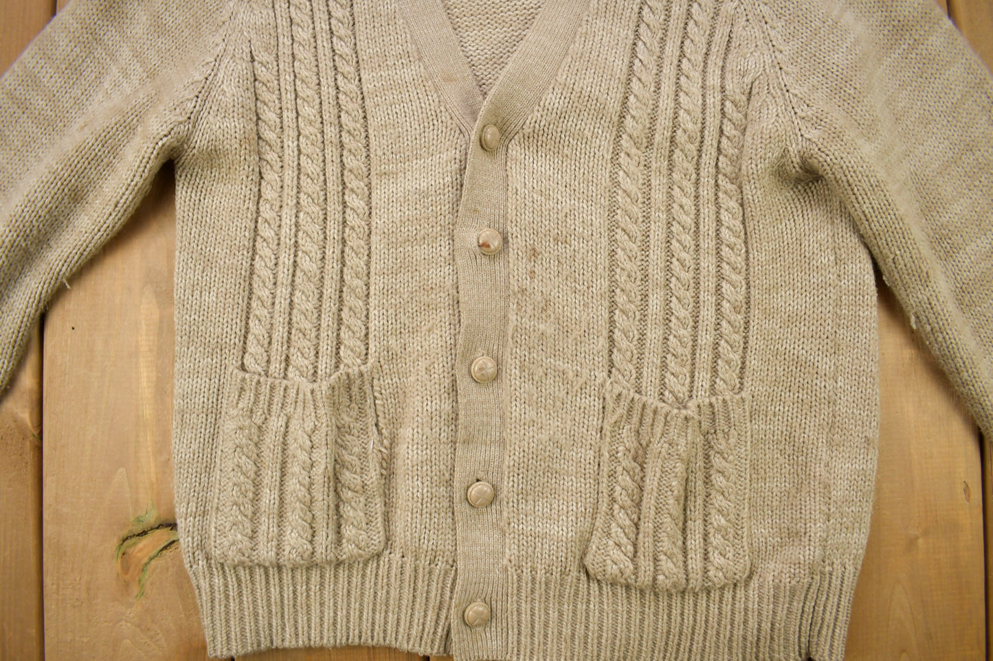 Vintage 1980s Career Club Cable Knitted Cardigan Sweater