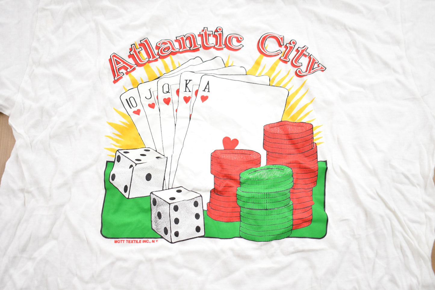 Vintage 1990s Atlantic City Gambling Graphic T-Shirt /  80s / 90s / Streetwear Fashion / Made In USA / Vacation Tee / Travel & Tourism